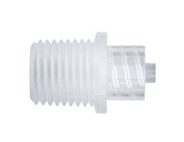 Luer to Threaded Fitting, Straight Adapter, Polypropylene, Male Luer Integral Lock Ring 9/16" Hex x 1/4-18 NPT(M) Thread; 25/Pk