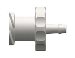 Luer to Hose Barb Fitting, Straight Adapter, White Nylon, Female Luer Thread x 500 Series Barb 1/16" ID; 25/Pk