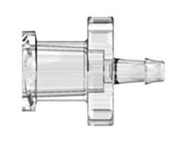 Luer to Hose Barb Fitting, Straight Adapter, Clear Polycarbonate, Female Luer Thread x 500 Series Barb 1/16" ID; 25/Pk