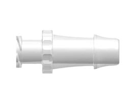 Luer to Hose Barb Fitting, Straight Adapter, Polypropylene, Female Luer Thread x 500 Series Barb 1/4" ID; 25/Pk