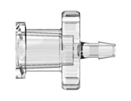Luer to Hose Barb Fitting, Straight Adapter, Clear Polycarbonate, Female Luer Thread x 200 Series Barb 1/16" ID; 25/Pk
