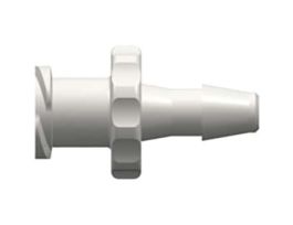Luer to Hose Barb Fitting, Straight Adapter, White Nylon, Female Luer Thread x 200 Series Barb 1/8" ID; 25/Pk