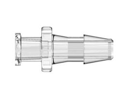 Luer to Hose Barb Fitting, Straight Adapter, Clear Polycarbonate, Female Luer Thread x 200 Series Barb 3/16" ID; 25/Pk
