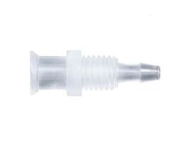 Luer to Hose Barb Fitting, Straight Adapter, Polypropylene, Female Luer Thread Panel Mount 1/4-28 UNF x 200 Series Barb 3/32" ID; 25/Pk
