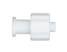 Luer Fitting, White Nylon, Male Luer Integral Lock Ring x Female Luer Thread; 25/Pk