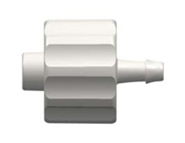Luer to Hose Barb Fitting, Straight Adapter, White Nylon, Male Luer Integral Lock Ring x 500 Series Barb 1/16" ID; 25/Pk