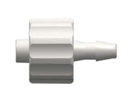 Luer to Hose Barb Fitting, Straight Adapter, White Nylon, Male Luer Integral Lock Ring x 200 Series Barb 3/32" ID; 25/Pk
