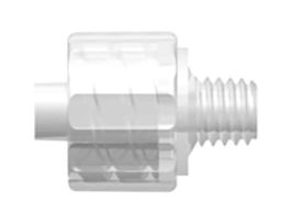 Luer to Threaded Fitting, Straight Adapter, Polypropylene, Male Luer Integral Lock Ring x 10-32 (M) Special Tapered Thread; 25/Pk