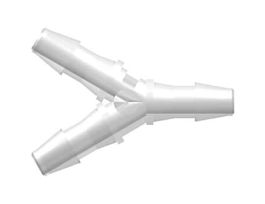 Hose Barb Fitting, Y Union, Polypropylene, 200 Series Barb, 1/8" ID; 25/Pk