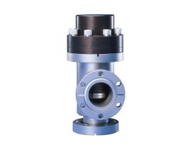 UHV Ultra-high Vacuum Isolation Valves -NW25, 2.75 in., Angle Ports, Viton/Copper, Pneumatic-UHV-25-ACC-ELVN/TUBE ENDS