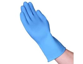 Latex Flock Lined Gloves, 16 mil, 13" Cuff, Blue, Large; 144/CS
