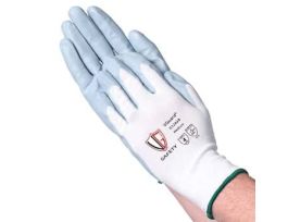 Foam Nitrile Coated Nylon Knit Work Gloves, White/Gray, Large; 144 Pairs/CS