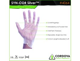 SYN-COR II SILVER™ VINYL, INDUSTRIAL GRADE, POWDER FREE, 10 BOXES OF 100