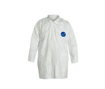 Tyvek® 400 Frock, Collar, Open Wrists, Ext. Below Hip, Front Snap Closure, Serged Seams, 30/CS, White, 3X
